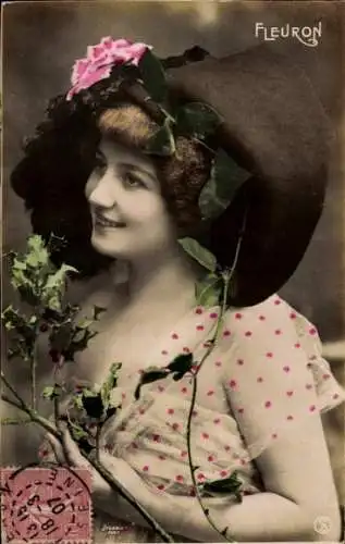 Ak Variete-Künstlerin, Fleuron, Porträt