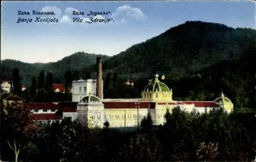 Ak Banja Koviljača Serbien, Architektonisches Gebäude, Villa 'Zdravlje', Naturkulisse, ruhige Atm