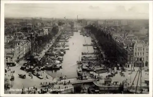 Ak Rotterdam Südholland Niederlande, Stadtansicht, Haringvliet, Hafenboote, Architektur