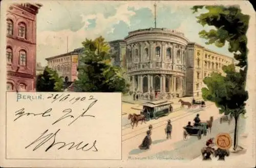 Ak Berlin Mitte, Museum für Völkerkunde,  Gebäude, Straßenverkehr, Pferdekutschen