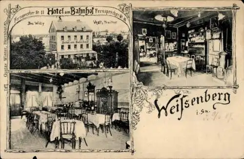 Ak Weißenberg in Sachsen, Hotel am Bahnhof