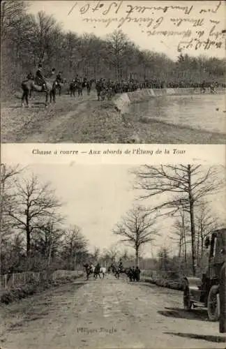CPA Chasse à courre-Aux abords de l'Etang de la Tour, Plaques Jougla