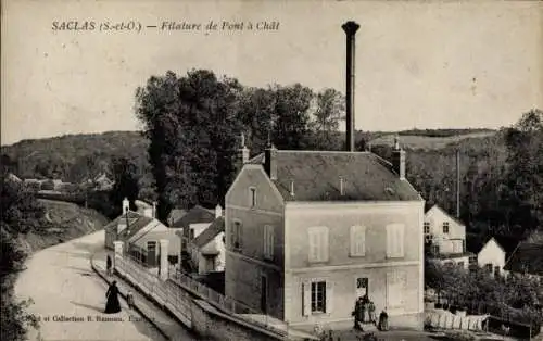 Ak Saclas Essonne, Filature de Pont a Chat