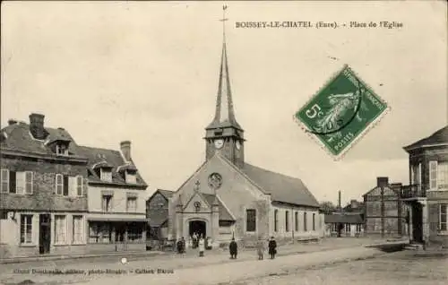 Ak Boissy le Chatel Eure, Place de la Église