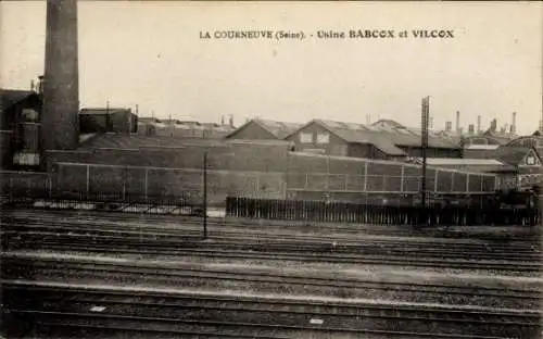 Ak La Courneuve Seine Saint Denis, Fabrikansicht, Usine Babcock et Wilcox, Bahngleise