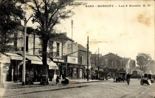 Ak Bobigny Seine Saint Denis, Stadtansicht von  alte Straßen, Gebäude, Fahrzeuge, Menschen