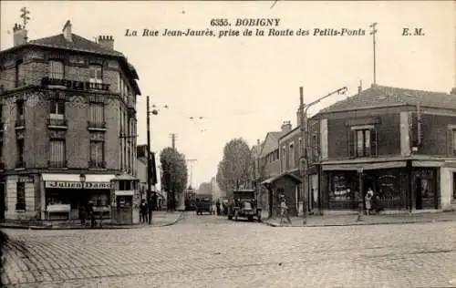 Ak Bobigny Seine Saint Denis, Julien Da, Rue Jean-Jaurès, Route des Petits-Ponts, E.M.