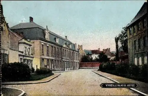 Ak Ypres Ypern Westflandern, Palais de Justice, Straße,  Architektur, postkarte
