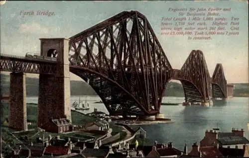 Ak Schottland, Forth Bridge über den Firth of Forth, Eisenbahnbrücke