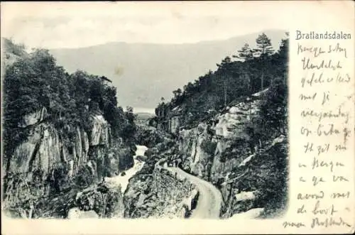 Ak Brattlandsdalen Norwegen, Bergstraße