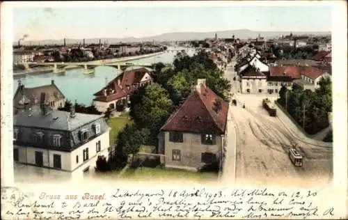 Ak Basel Bâle Stadt Schweiz, Aussicht auf  Rhein, Brücken, Gebäude