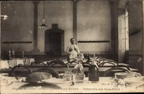 Ak Bourbonne les Bains Haute Marne, Hopital Militaire, Refectoire des Sous Officier, Speisesaal