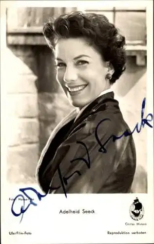 Ak Schauspielerin Adelheid Seeck, Portrait, Ufa Film, Hansa Film, Autogramm