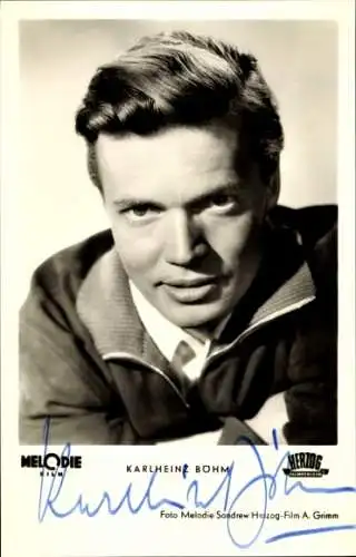 Ak Schauspieler Karlheinz Böhm in Schwedenmädel, Herzog Film, Autogramm