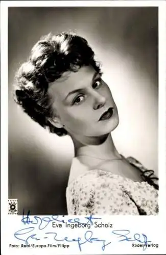 Ak Schauspielerin Eva Ingeborg Scholz, Portrait, Autogramm