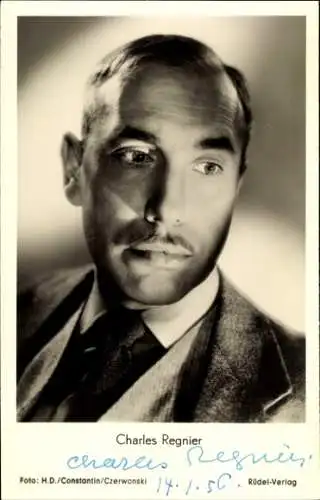 Ak Schauspieler Charles Regnier, Portrait, Autogramm, Krawatte
