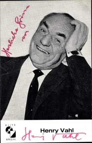 Ak Schauspieler und Sänger Henry Vahl, Portrait, Elite Special-Schallplatten, Autogramm
