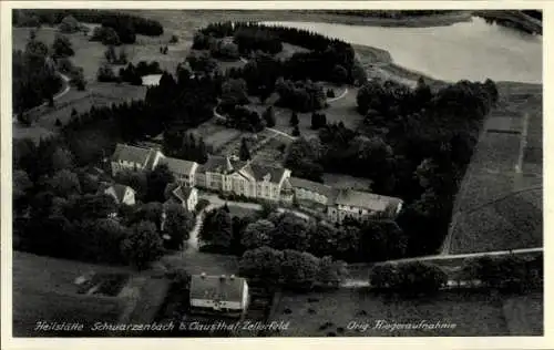 Ak Clausthal Zellerfeld im Oberharz, Heilstätte Schwarzenbach, Fliegeraufnahme