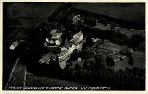 Ak Clausthal Zellerfeld im Oberharz, Heilstätte Schwarzenbach, Fliegeraufnahme
