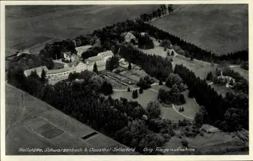 Ak Clausthal Zellerfeld im Oberharz, Heilstätte Schwarzenbach, Fliegeraufnahme