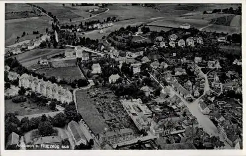 Ak Ansbach in Mittelfranken Bayern, Luftbild von  Häuser, Straßen, Landwirtschaft, Landschaft