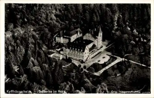 Ak Schierke Wernigerode im Harz, Kyffhäuserheim, Fliegeraufnahme
