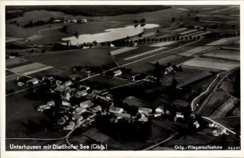 Ak Unterhausen Oberhausen in Oberbayern, Dietlhofer See, Fliegeraufnahme