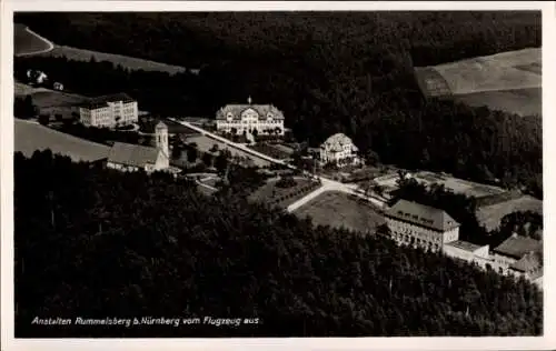 Ak Rummelsberg Schwarzenbruck in Mittelfranken Bayern, Anstalten, Fliegeraufnahme