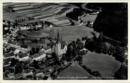 Ak Nonnweiler Saarland, Luftaufnahme, Kirche, Felder, Landschaft, Ackerbau