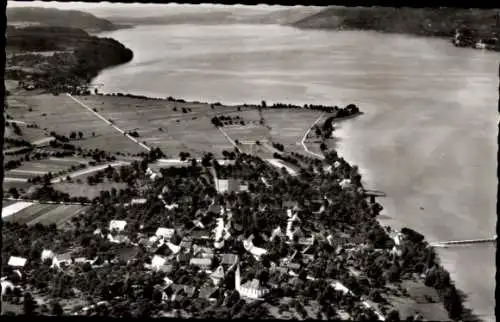Ak Dingelsdorf Konstanz am Bodensee, Luftaufnahme von Dingelsdorf, Bodensee, ruhige Landschaft, H