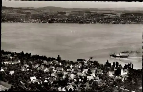 Ak Dingelsdorf Konstanz am Bodensee, Landschaftsblick auf den Bodensee, Schiffsverkehr, Häuserans