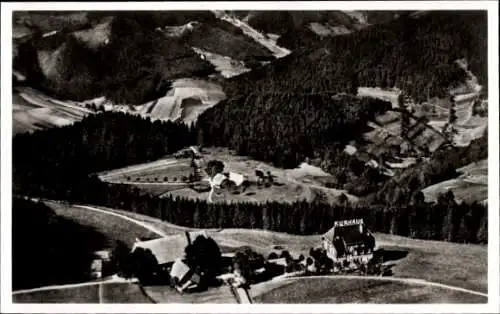 Ak Triberg im Schwarzwald, Höhenhotel Geutsche, Fliegeraufnahme