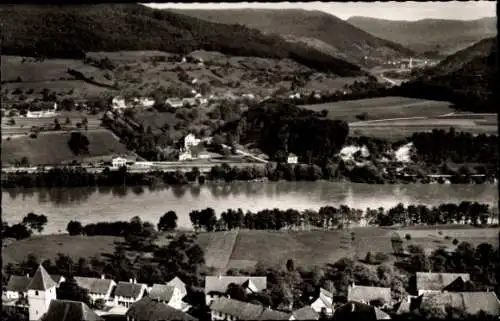 Ak Luttange Lüttingen Lothringen Moselle, Panoramaansicht des Rheins, Hügel, Häuser, bewaldete La