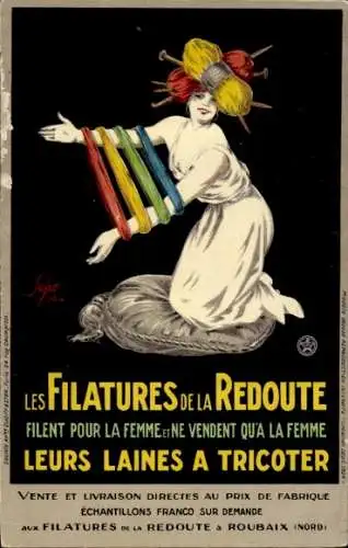 Ak Roubaix Nord, Les Filatures de la Redoute, Leurs Laines a Tricoter, Reklame