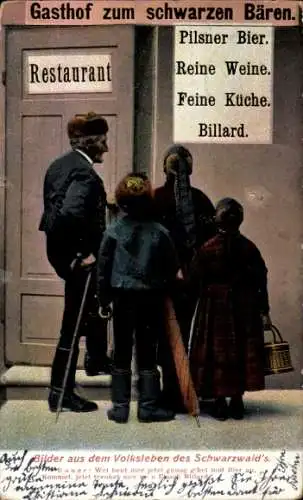 Ak Schwarzwald, Gasthof zum schwarzen Bären, Volksleben, Trachten