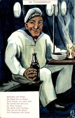 Künstler Ak Im Torpedoboot, Matrose