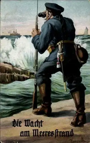 Künstler Ak Deutscher Matrose, Wacht am Meeresstrand