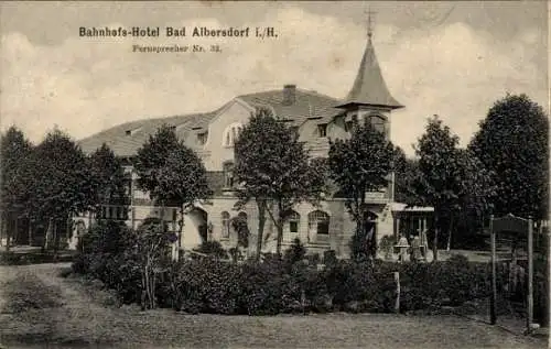 Ak Bad Albersdorf in Holstein Dithmarschen, Bahnhofs-Hotel