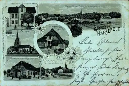 Ak Harsefeld in Niedersachsen, Stadtansichten von  Mühlenblick, Kirche,  Gebäude