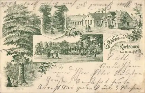 Litho Kiel in Schleswig Holstein, Gruß aus Karlsburg