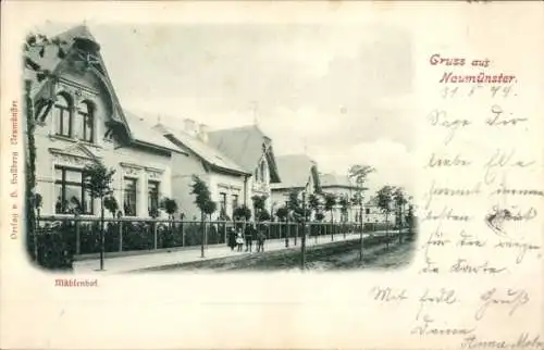 Ak Neumünster in Holstein, Historische Gebäude, Mählenhof, Gruss aus  Jahr 1899