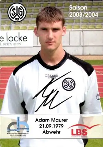 Autogrammkarte Fußballer Adam Maurer, SG Wattenscheid 09, Autogramm