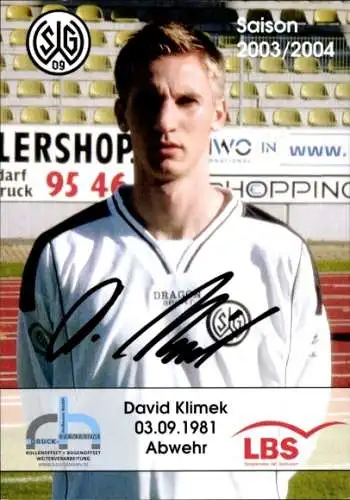 Autogrammkarte Fußballer David Klimek, SG Wattenscheid 09, Autogramm