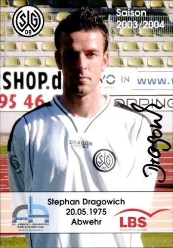 Autogrammkarte Fußballer Stephan Dragowich, SG Wattenscheid 09, Autogramm