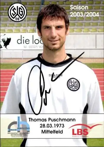 Autogrammkarte Fußballer Thomas Puschmann, SG Wattenscheid 09, Autogramm