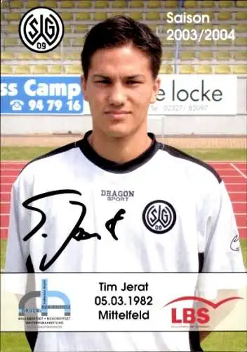 Autogrammkarte Fußballer Tim Jerat, SG Wattenscheid 09, Autogramm