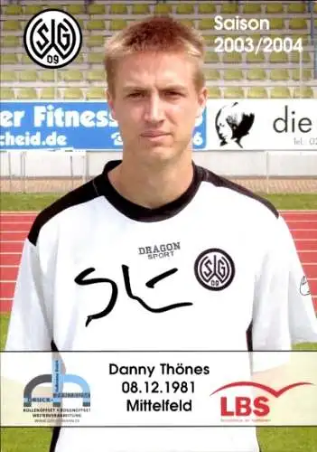Autogrammkarte Fußballer Danny Thönes, SG Wattenscheid 09, Autogramm