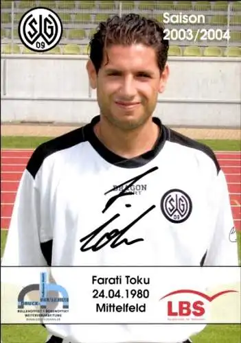 Autogrammkarte Fußballer Farati Toku, SG Wattenscheid 09, Autogramm