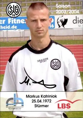 Autogrammkarte Fußballer Markus Katriniok, SG Wattenscheid 09, Autogramm