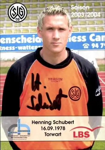 Autogrammkarte Fußballer Henning Schubert, SG Wattenscheid 09, Autogramm